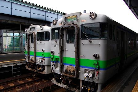 帯広駅にて。快速狩勝